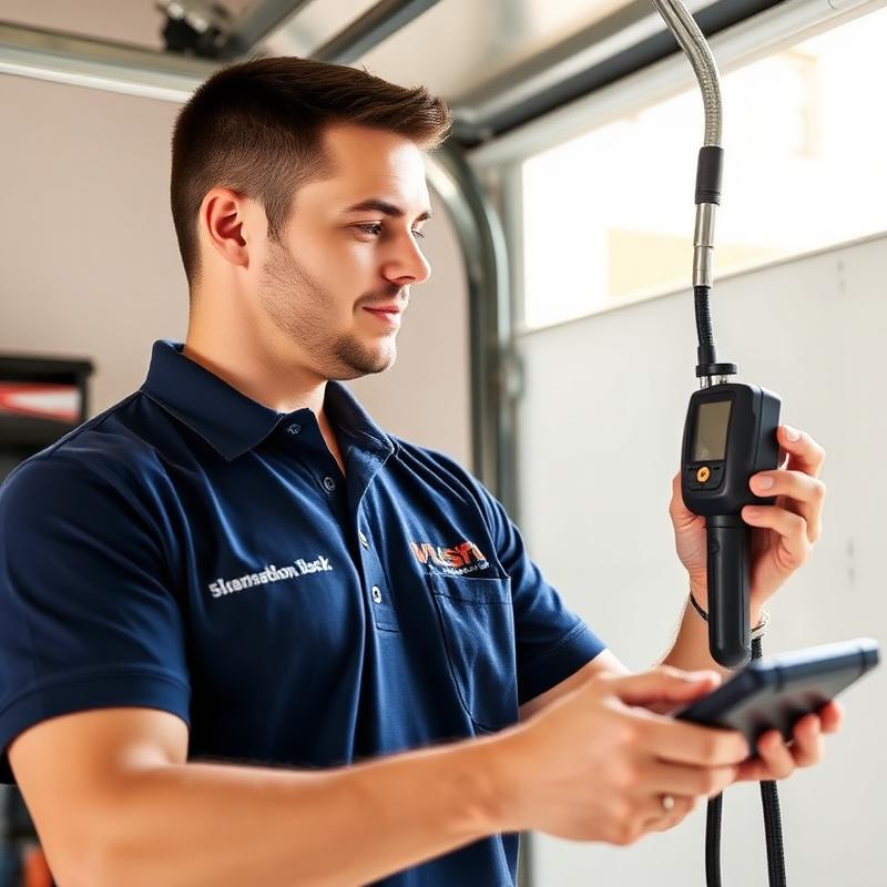 New Ipswich Garage Doors technician testing safety features with professional diagnostic equipment